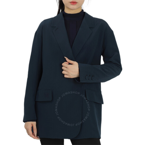 Fendi Ladies Blue Silk Off-centred Buttoned Blazer, Brand Size 40 (US Size 6)