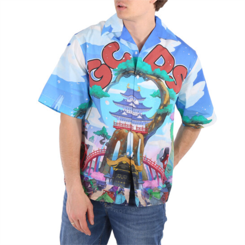 Gcds Mens One Piece Land Of Wano Graphic Bowling Shirt, Size Medium