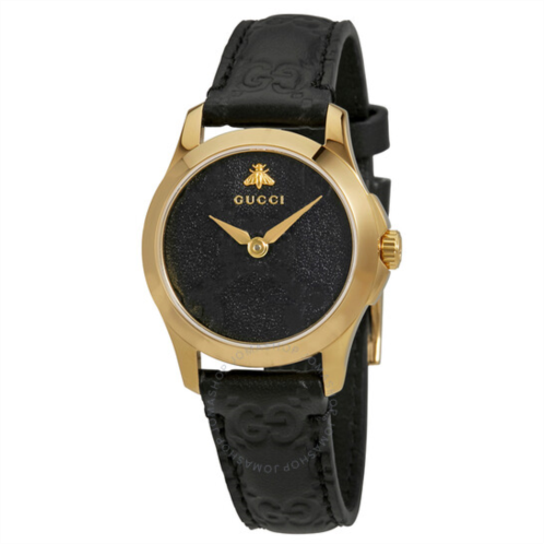 Gucci G-Timeless Black Dial Black Leather Ladies Watch