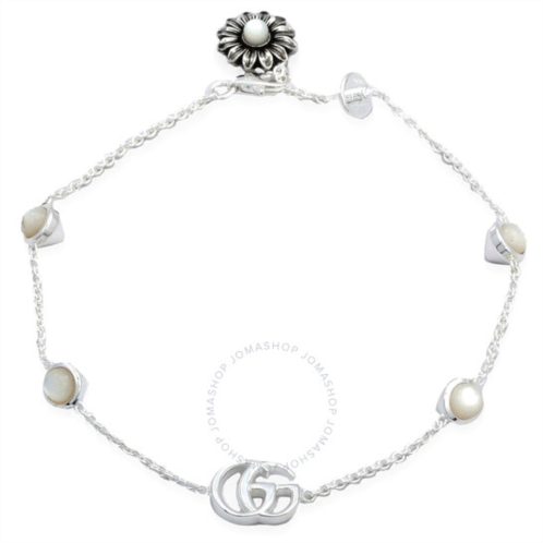 Gucci GG Marmont Mother of Pearl Sterling Silver Bracelet, Size 16