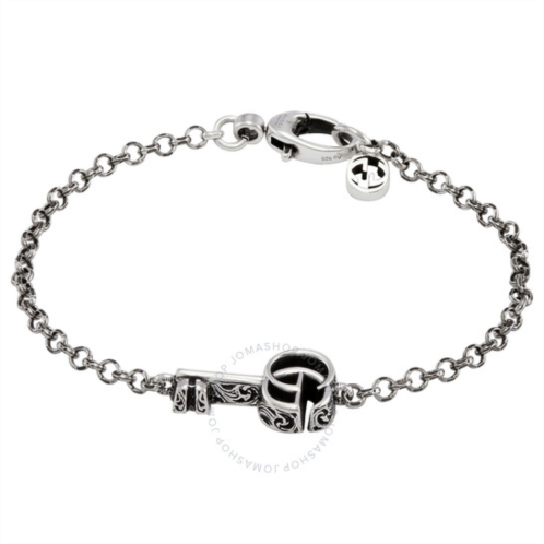Gucci Ladies 925-Sterling Silver Double G Key Bracelet, Size 18