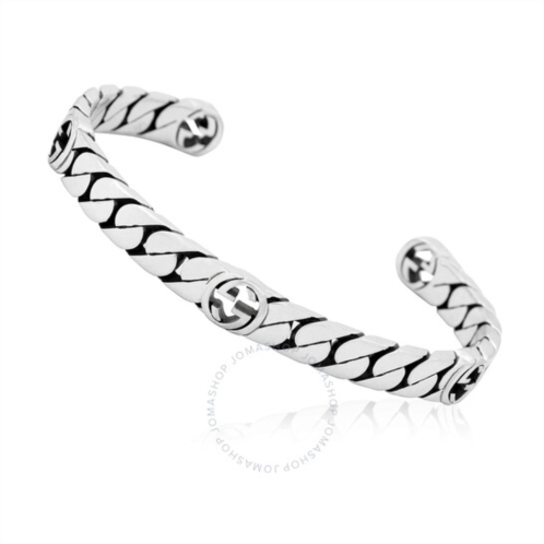 Gucci Ladies Sterling Silver Interlocking G Cuff Bracelet, Size 19