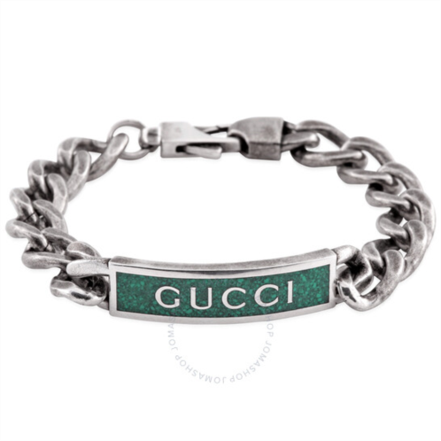 Gucci Green Enamel Station Bracelet, Size 17