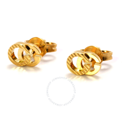 Gucci Running GG Diagonal Motif Earrings, 18 Karat Yellow Gold