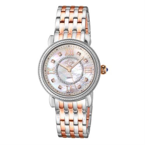 Gv2 By Gevril Marsala Diamond Mother of Pearl Dial Ladies Watch