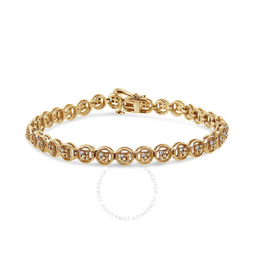Haus Of Brilliance 14K Yellow Gold Plated .925 Sterling Silver 1/10 Cttw Diamond Open Circle Wheel Link 7 Tennis Bracelet