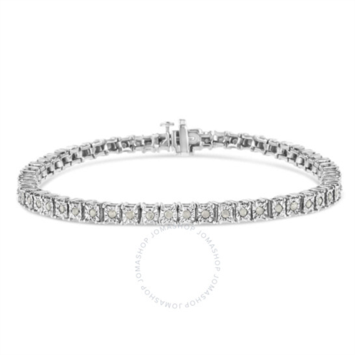 Haus Of Brilliance .925 Sterling Silver 1.0 Cttw Diamond Square Frame Miracle-Set Tennis Bracelet (I-J Color, I3 Clarity) - 7