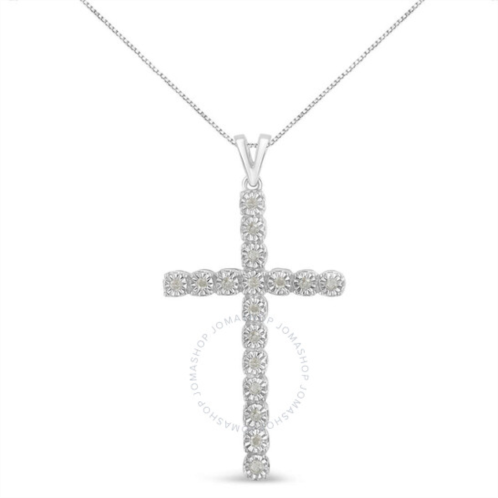 Haus Of Brilliance Sterling Silver 1/4ct TDW Diamond Cross Pendant Necklace (I-J,I3-Promo)