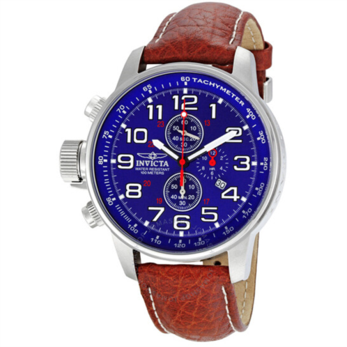 Invicta Lefty Chronograph Blue Dial Stainless Steel Brown Leather Band Unisex Watch