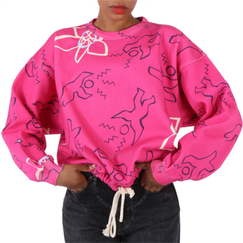 Isabel Marant Ladies Fuchsia Muza Printed Crew Neck Cotton Sweatshirt, Brand Size 38 (US Size 4)