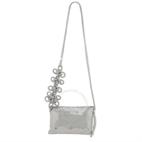 Kara Ladies Silver Crystal Knot Crossbody Bag