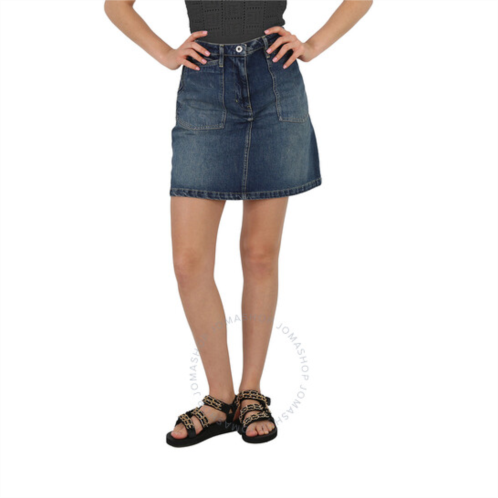Kenzo Dark Stone Blue Denim Flared Mini Skirt, Waist Size 25