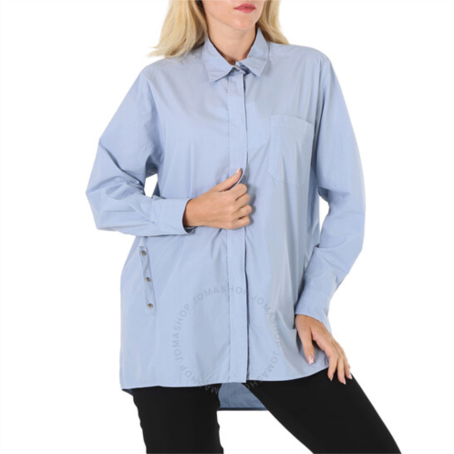 Kenzo Ladies Glacier Long Knotted Cotton Poplin Shirt, Brand Size 34