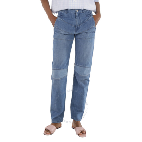 Kenzo Ladies Navy Blue Straight Faded Denim Jeans, Brand Size 38 (US Size 6)