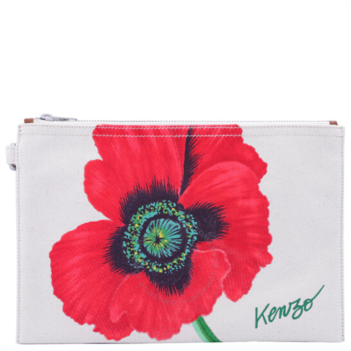 Kenzo Ladies Poppy Clutch Bag In Ecru