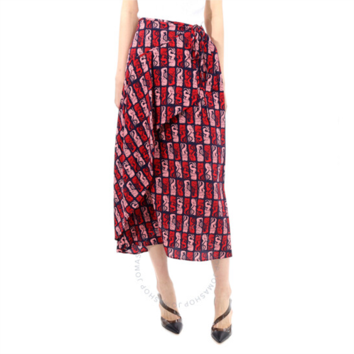 Kenzo Midnight Blue Mermaid Print Wrap Skirt, Brand Size 34 (US Size 2)