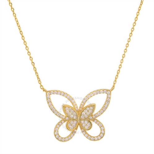 Kylie Harper 14k Gold Over Silver CZ Butterfly Necklace