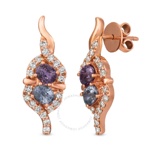 Le Vian Earrings Gray Spinel, Lavender Spinel, Nude Diamonds set in 14K Strawberry Gold