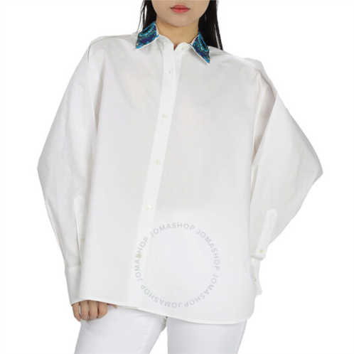 Loewe Embroidered Collar Shirt In White, Size Medium