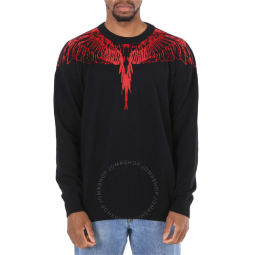 Marcelo Burlon Mens Black Red Icon Wings Sweater, Size Small
