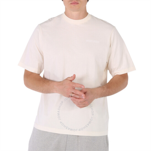 Marcelo Burlon Mens Ecru White Crew-Neck Cotton T-Shirt, Size X-Small