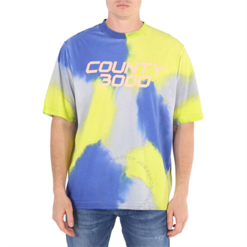 Marcelo Burlon Mens Multicolor Tie-dye Logo T-shirt, Size Large