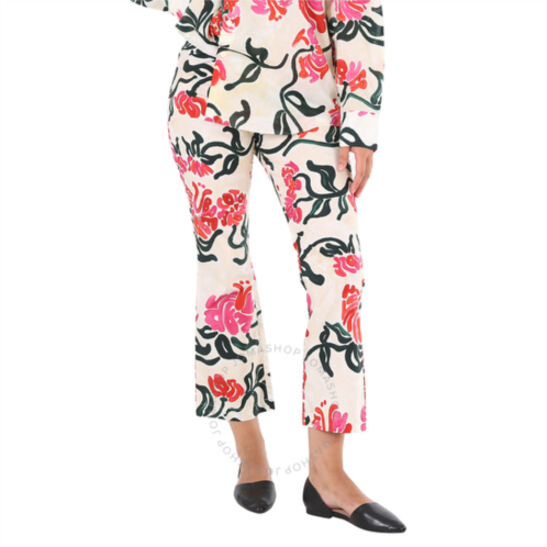 Marni Ladies Floral-print Bootcut Trousers, Brand Size 40 (US Size 8)
