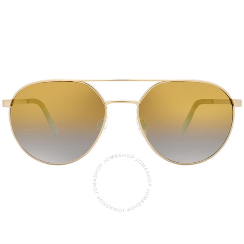 Maui Jim Waterfront Dual Mirror Gold to Silver Round Unisex Sunglasses