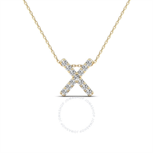 Maulijewels 0.13 Carat Natural Diamond Initial X Pendant Necklace In 14K Yellow Gold With 18 Cable Chain