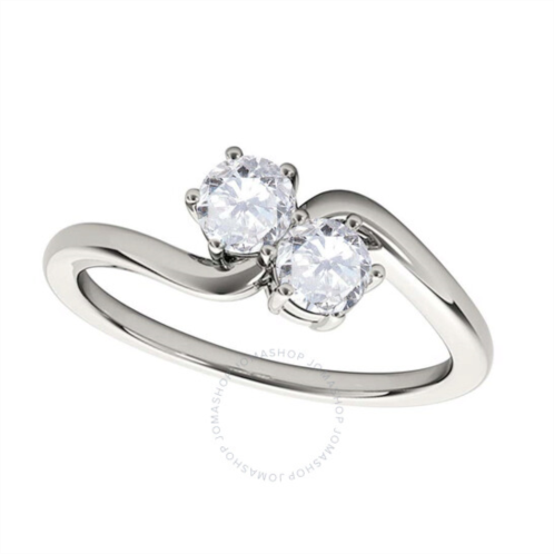 Maulijewels 0.50 cttw Round Natural White Diamond ( I-J/ I2-I3 ) Two Stone Engagement Ring 14K White Gold In Size 6