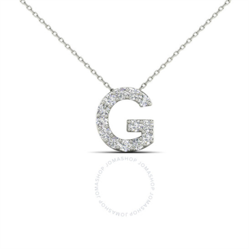 Maulijewels 14K White Gold Initial G Set With 0.13 Carat Natural Round White Diamond Comes With 18 Gold Cable Chain