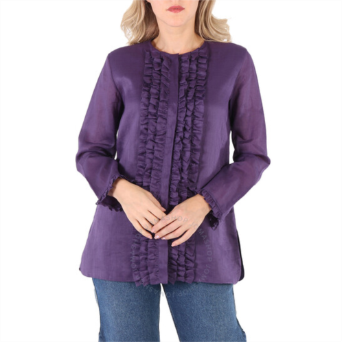 Max Mara Falla Ramie Fabric Long Sleeve Woven Shirt, Brand Size 36 (US Size 2)
