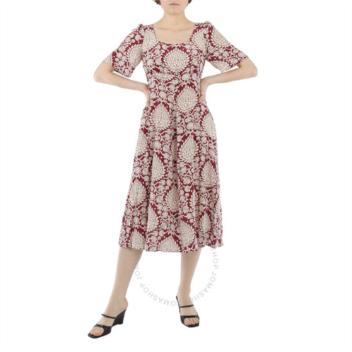 Max Mara Scacco Cotton Poplin Color-block Midi Dress, Brand Size 34
