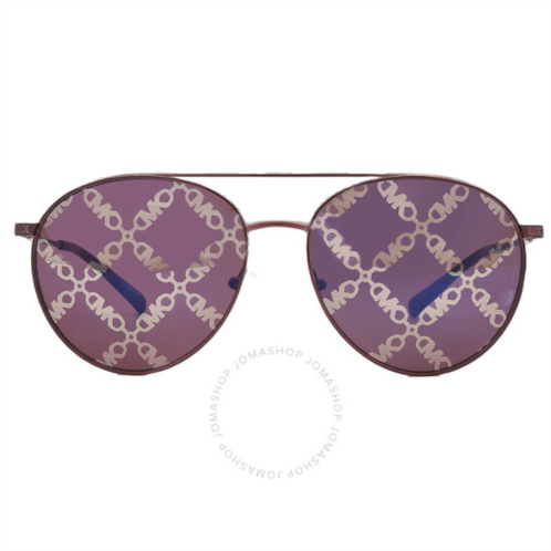 Michael Kors Arches Cordovan Logo Mirrored Pilot Ladies Sunglasses