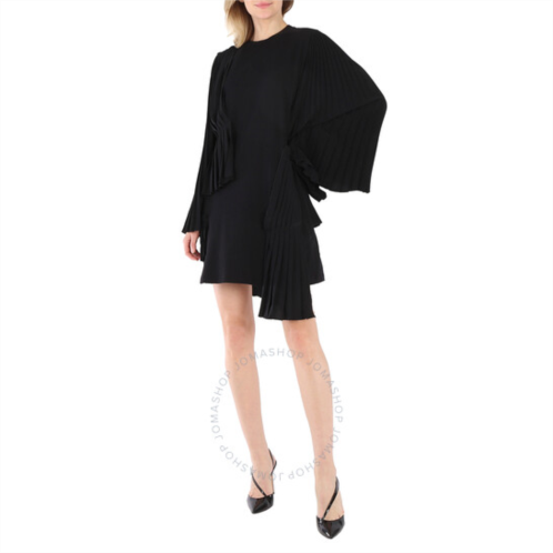 Mm6 Maison Margiela MM6 Ladies Black Asymmetrical Pleated Cotton Jersey Dress, Size X-Small