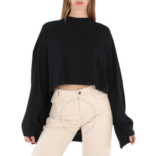 Mm6 Maison Margiela Mm6 Ladies Black Asymmetric-hem Oversized T-shirt, Size Medium
