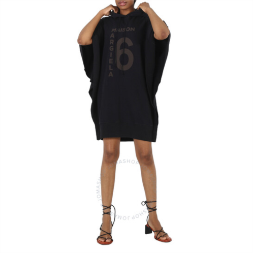 Mm6 Maison Margiela MM6 Ladies Black Logo Print Hooded Dress, Size X-Small