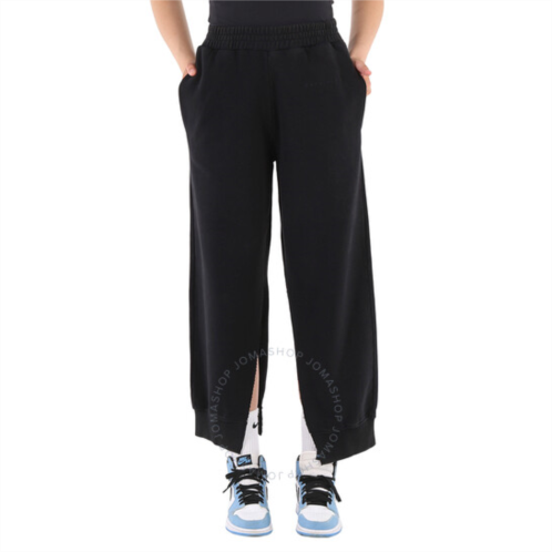 Mm6 Maison Margiela MM6 Ladies Black Sporty Split Logo Embroidered Sweatpants, Size X-Small