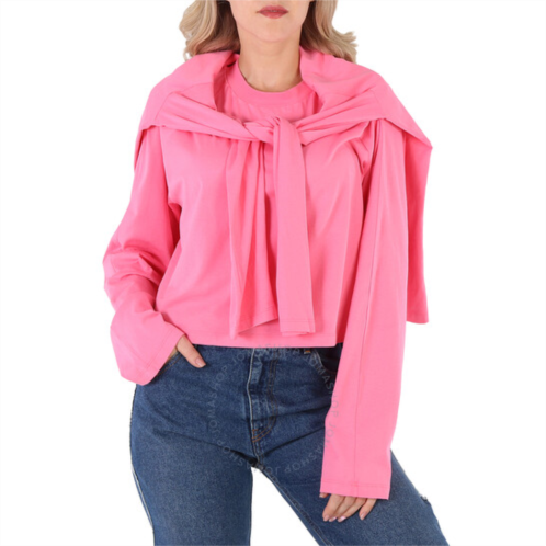 Mm6 Maison Margiela Mm6 Ladies Neon Pink Draped Split-Sleeve Top, Brand Size X-Small