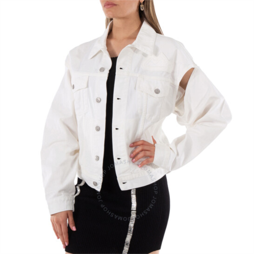 Mm6 Maison Margiela MM6 Ladies White Cut-out Detail Denim Jacket, Brand Size 36 (US Size 2)