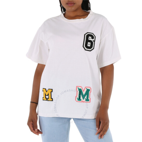 Mm6 Maison Margiela MM6 Ladies White Oversized Patches Tee, Size X-Small
