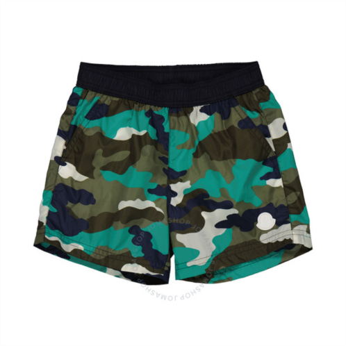 Moncler Kids Bright Green Camouflage-Print Swim Shorts, Size 2Y