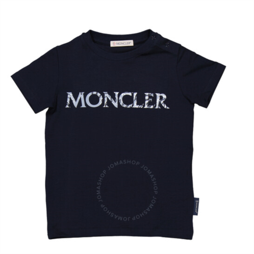 Moncler Kids Navy Short Sleeve Logo Print Cotton T-Shirt, Size 18/24M