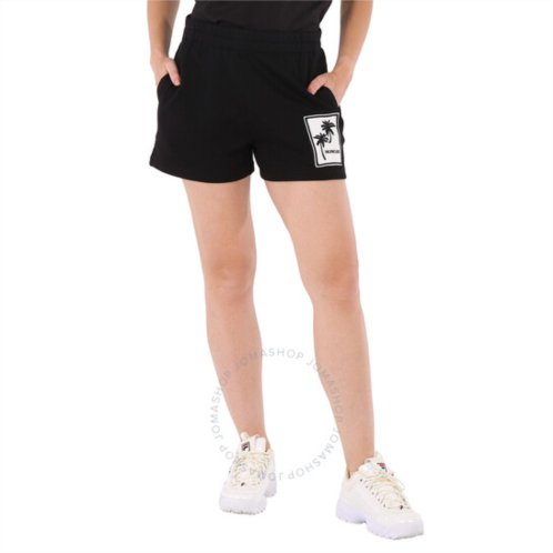 Moncler Ladies Black Palm Motif Logo Shorts, Size Small