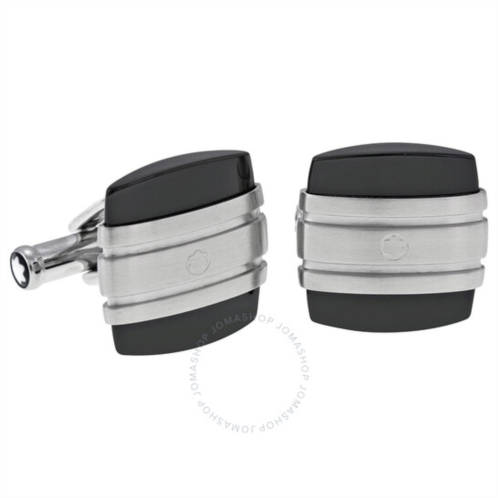 Montblanc Classic Collection Stainless Steel Square and Black Onyx Cufflinks