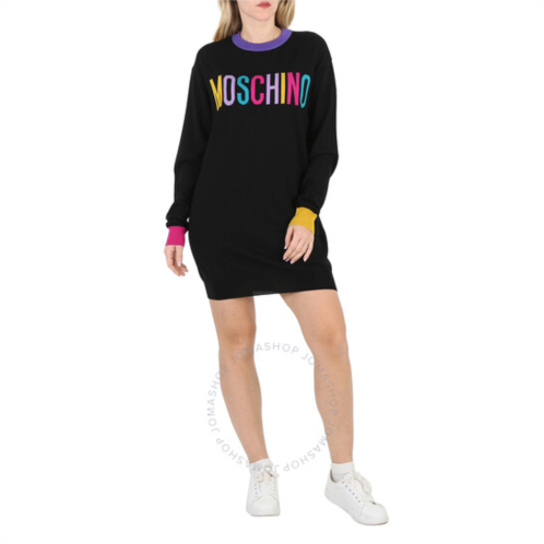 Moschino Black Intarsia Logo-Knit Jumper Dress, Size X-Small