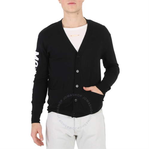 Moschino Black Logo-Jacquard Cotton Cardigan, Brand Size 46 (US Size 36)