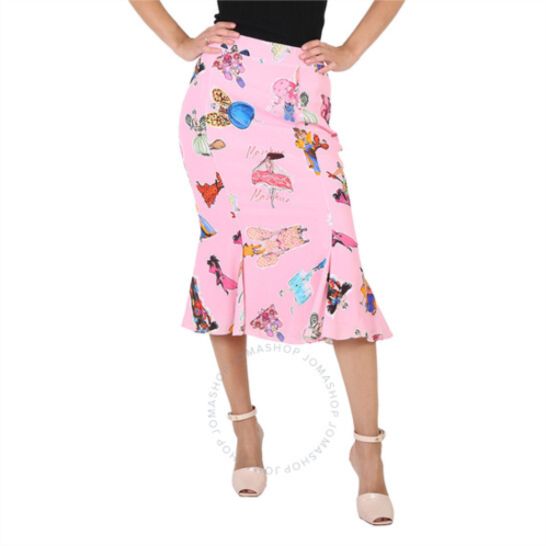 Moschino Ladies Fantasy Print Pink Flare Skirt, Brand Size 38 (US Size 4)