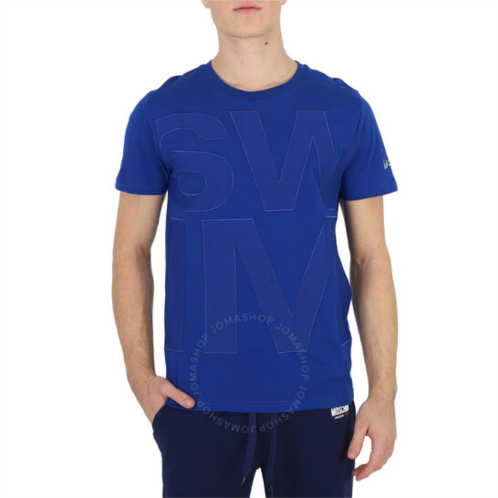 Moschino Mens Blue Debossed Logo T-Shirt, Size Medium
