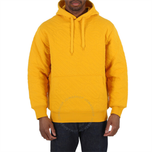Moschino Mens Yellow All-Over Logo Embroidered Hoodie, Brand Size 44 (US Size 34)